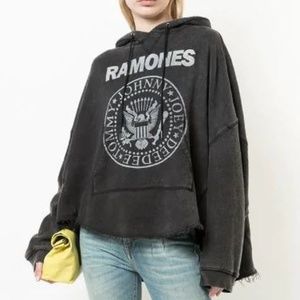 R13 Ramones 'Patti' Hoodie in Acid Blk, Sz M